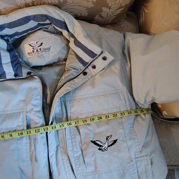 Vintage Triple FAT Goose Navy Blue Down Puffer Parka Jacket Men's Size Medium - Picture 9 of 10